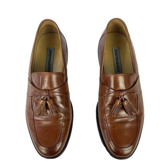 Johnston & Murphy Brown Leather‎ Dress Shoes Tassel Loafers Mens Size 9.5